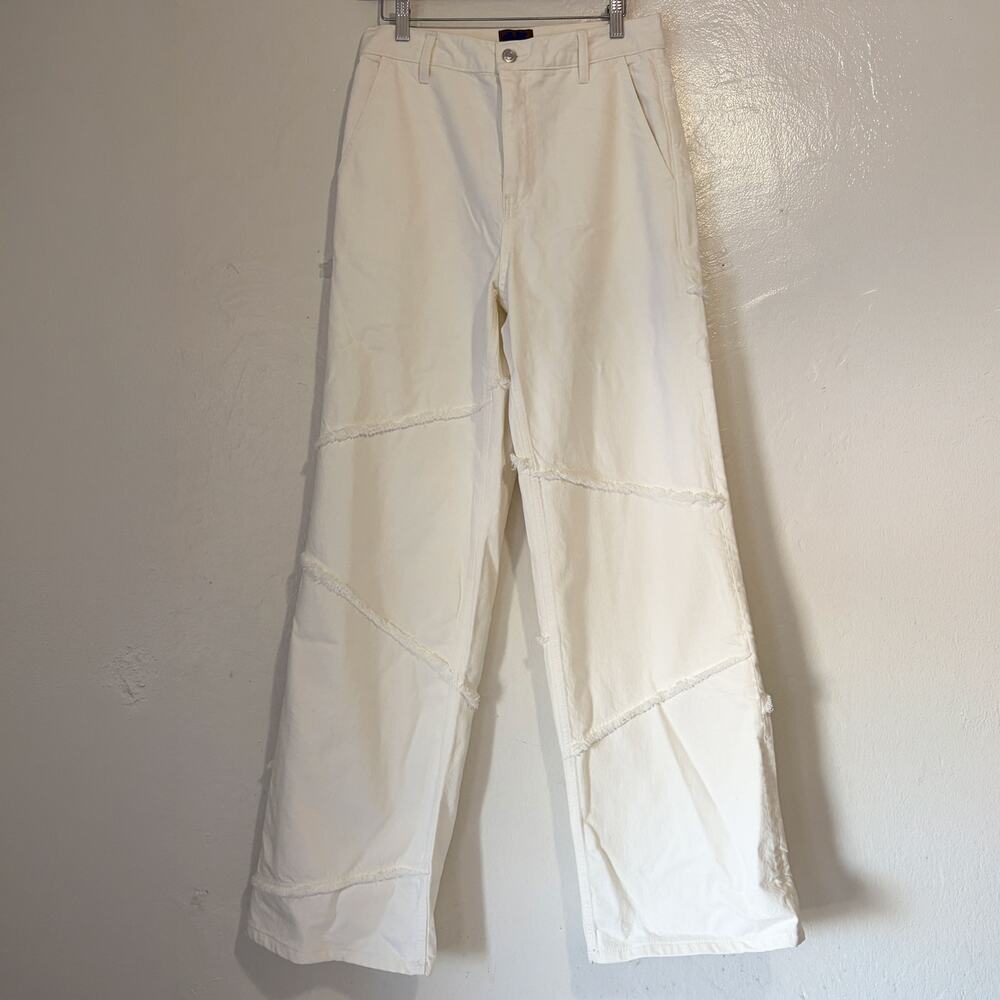 HEAVEN by Marc Jacobs Patchwork Wide Leg White Denim Jeans Size 26 Oversized Fit